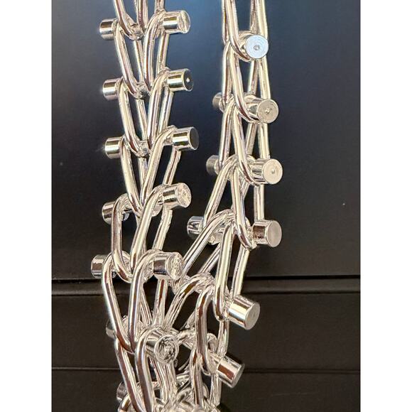 New Fine Geometric Spike Link Bracelet, 925 Plated Silver Color, Unisex 20CM - Picture 7 of 8